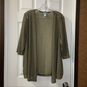 Catherines Black/Tan Semi Sheer Open Front Kimono Cardigan 2XWP